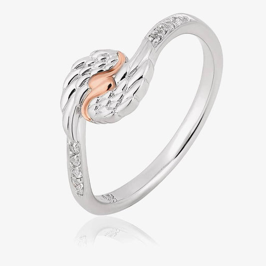 Clogau silver, white topaz and rose gold detail ring