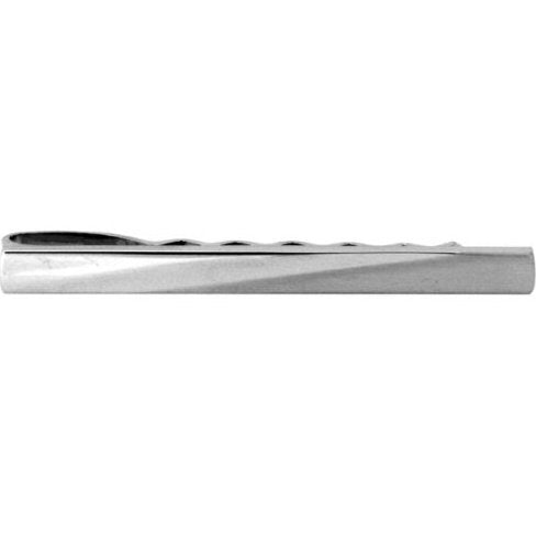 Diagonal Brushed & Polished Rhodium Tie Slide