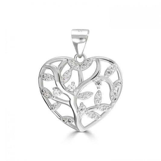 Silver and Cubic Zirconia heart pendant on a silver chain