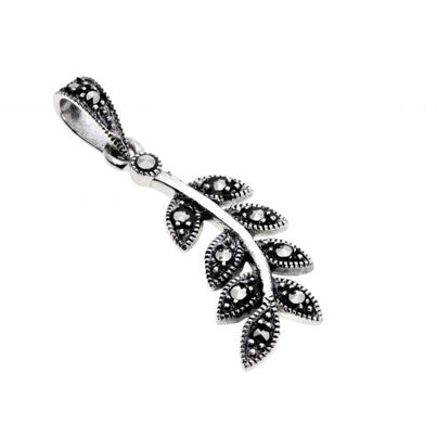 Silver and Marcasite leaf pendant