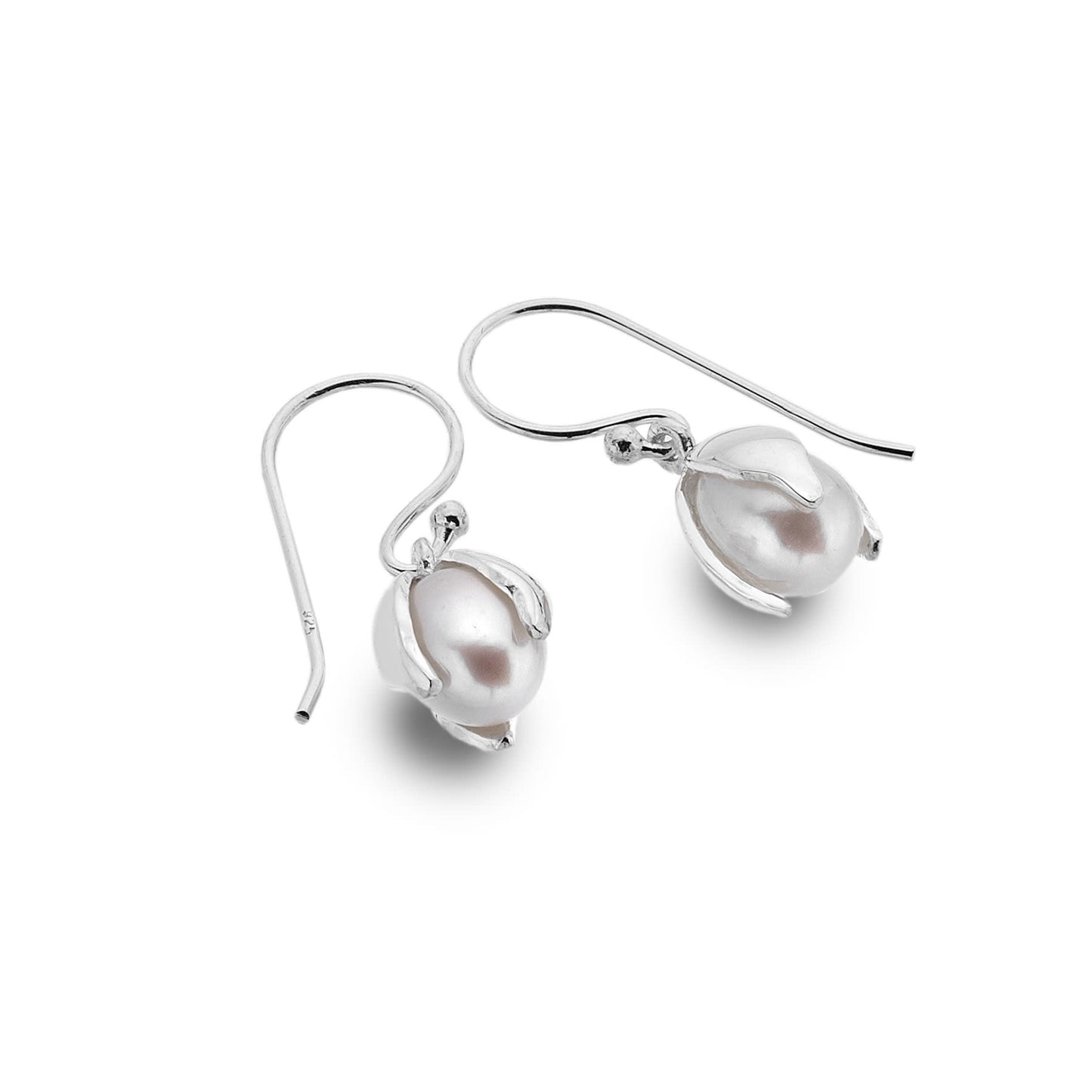 Silver and Freshwater Pearl snowdrop style drop earrings