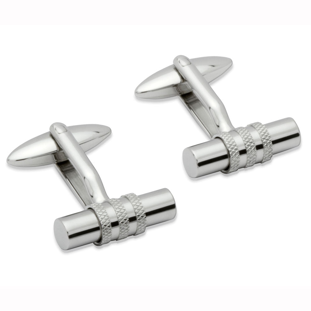 Stainless steel barrel cufflinks