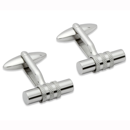 Stainless steel barrel cufflinks