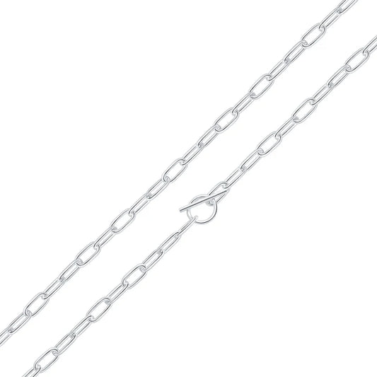 Silver 7mm Paperclip Chain with T-Bar necklace
