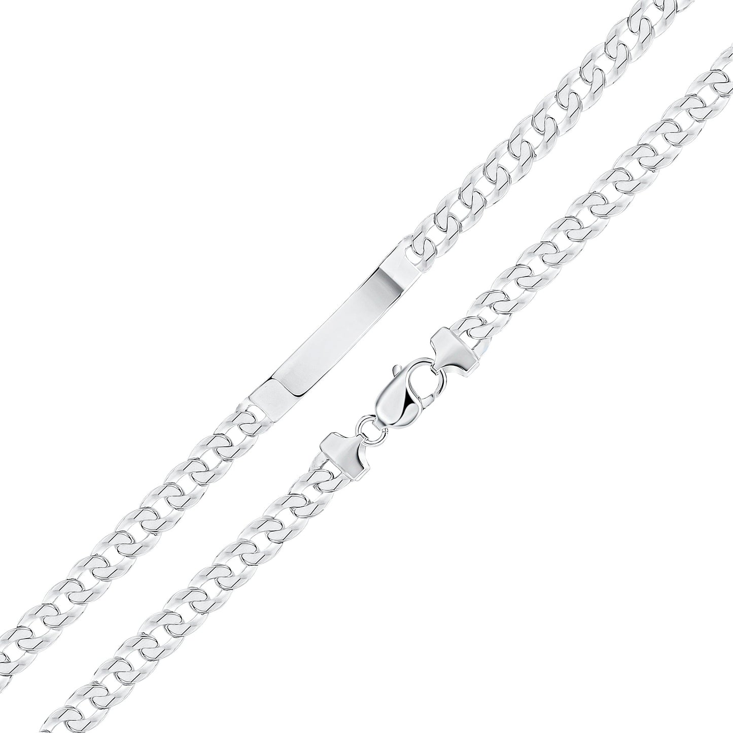 Silver 7.5mm Flat Curb ID Identification Bracelet