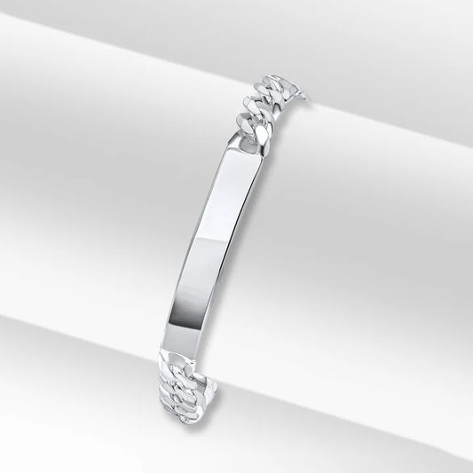 Silver 7.5mm Flat Curb ID Identification Bracelet