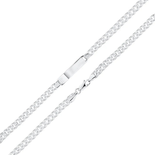 Silver 5mm Flat Curb ID Identification Bracelet