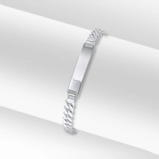 Silver 5mm Flat Curb ID Identification Bracelet