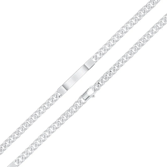 Silver 6mm Flat Curb ID Identification Bracelet