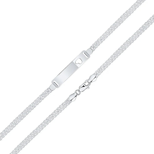 Silver 3.5mm Curb ID Identification Chain Bracelet.