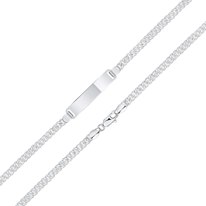 Silver 3.5mm Curb ID Identification Chain Bracelet