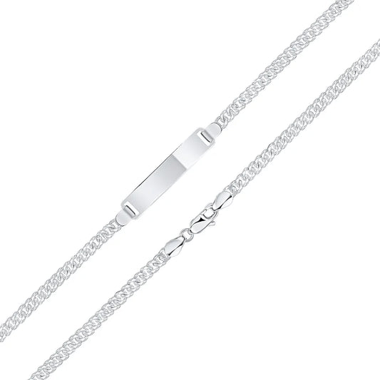 Silver 3.5mm Curb ID Identification Chain Bracelet