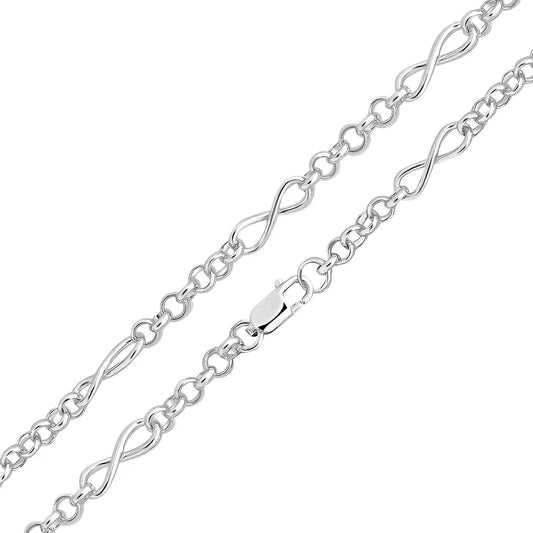 Silver 6.3mm Handmade Infinity Belcher Chain bracelet