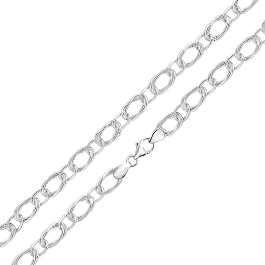 Silver 8mm Handmade Double Oval Chain bracelet.