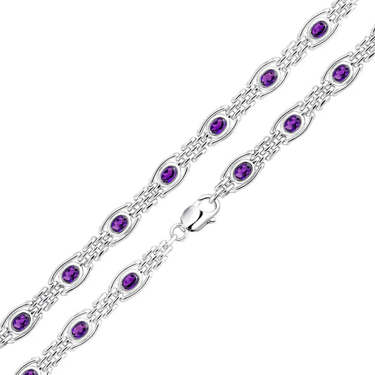 Silver & Amethyst Gate Bracelet