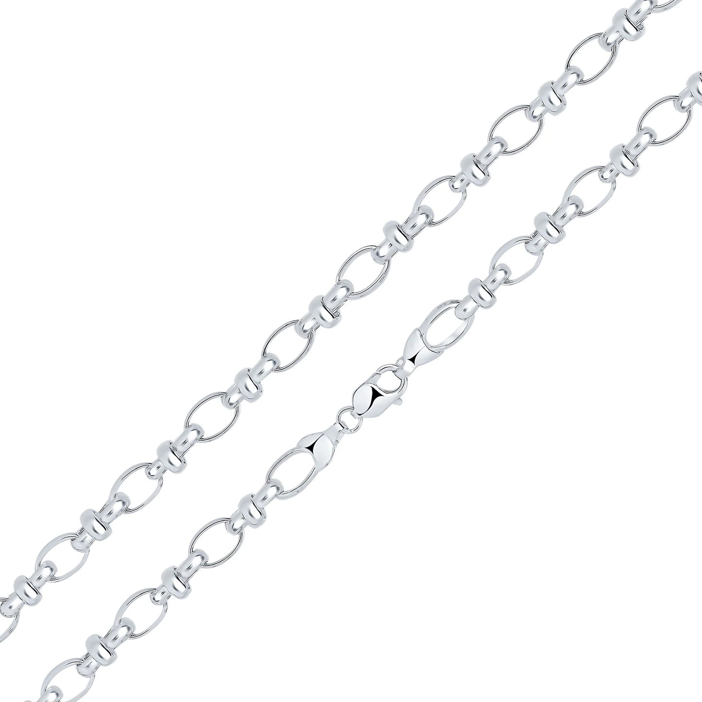 Silver 10.7mm Handmade Oval Pinched Link Chain bracelet