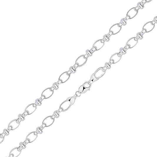 Silver 10.7mm Handmade Oval Pinched Link Chain bracelet