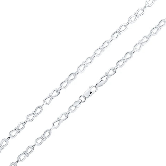 Silver 6mm Handmade Pinched Infinity Chain bracelet