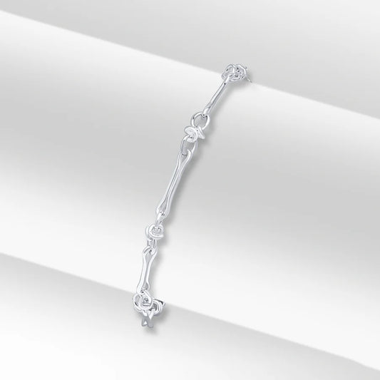 Silver Pinched Bar Knot bracelet.