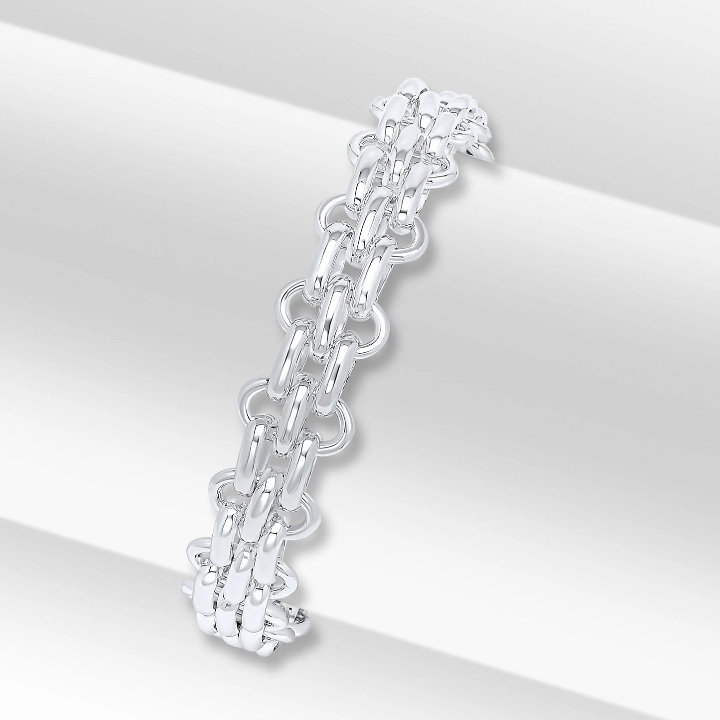 Silver 10mm Handmade Brick Chain bracelet