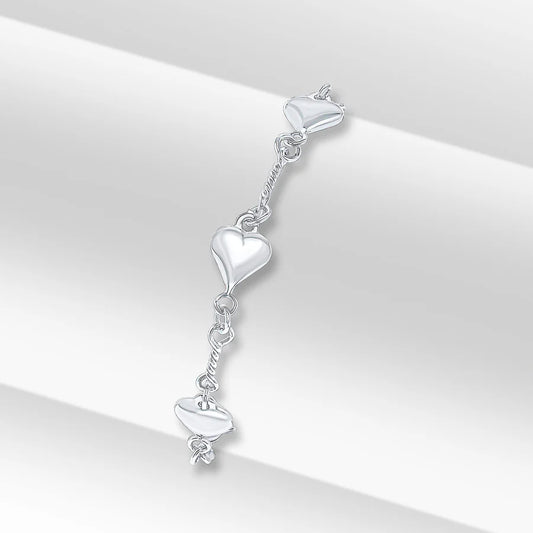 Silver Heart Twist Bracelet
