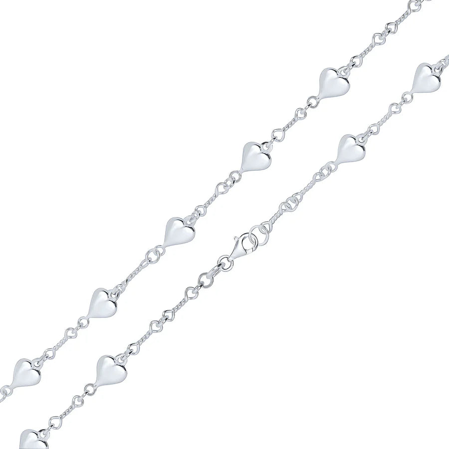 Silver Heart Twist Bracelet