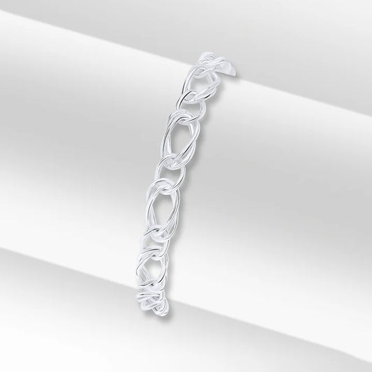 Silver 8mm Handmade Double Oval Chain bracelet.