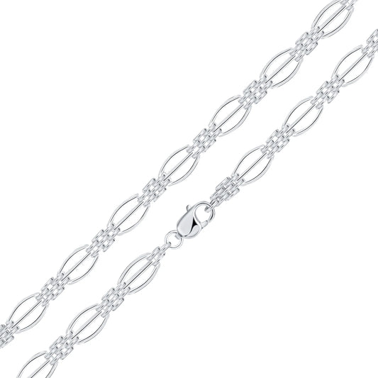 Silver 9mm Handmade Curved Gate Chain bracelet.