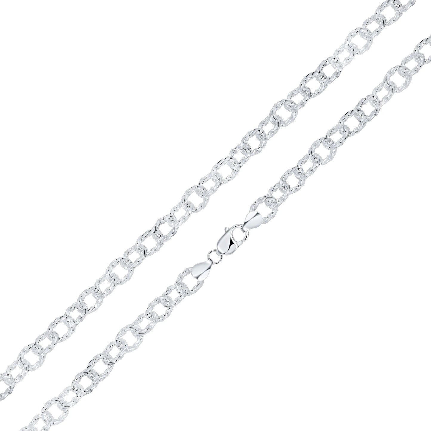 Silver 10mm Handmade Double Oval Plain Chain bracelet