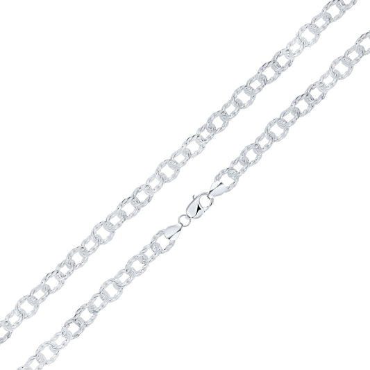 Silver 10mm Handmade Double Oval Plain Chain bracelet