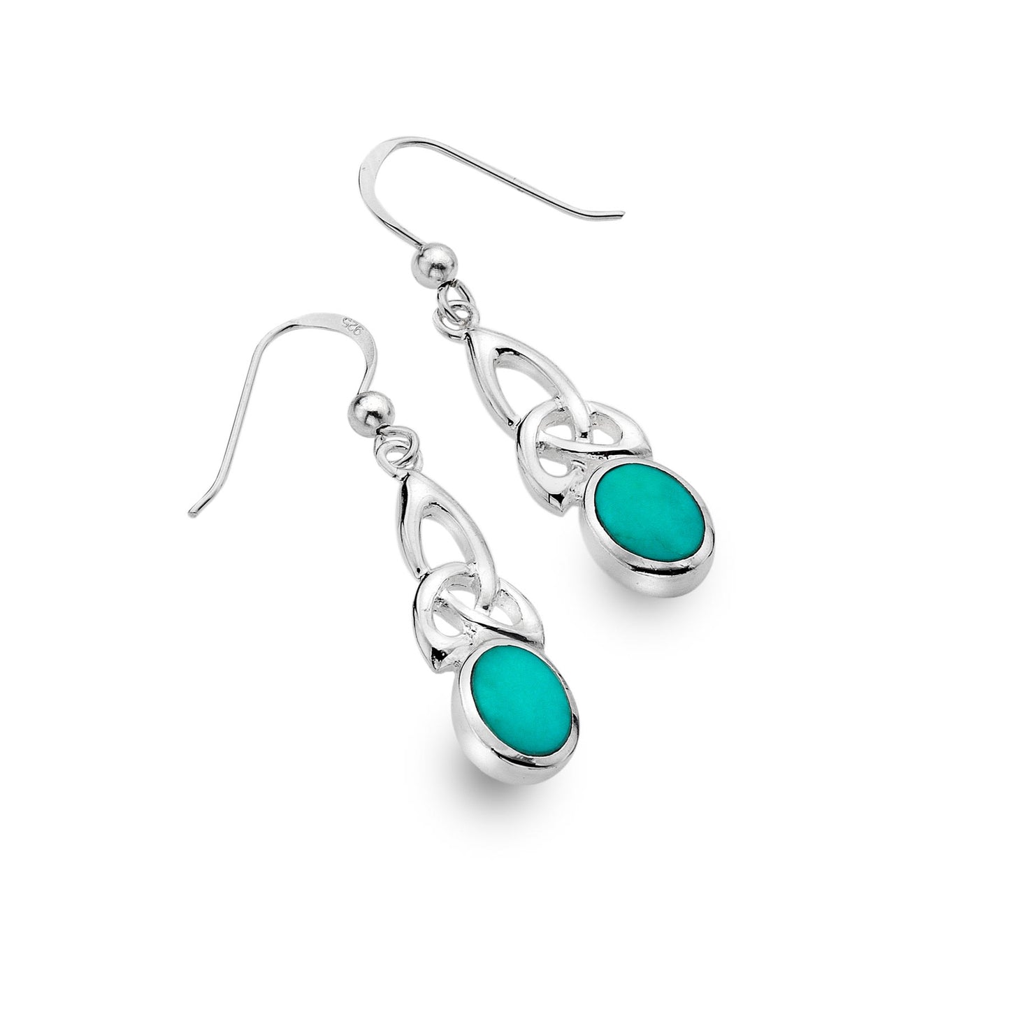 Silver celtic trinity knot and Turquoise drop earrings