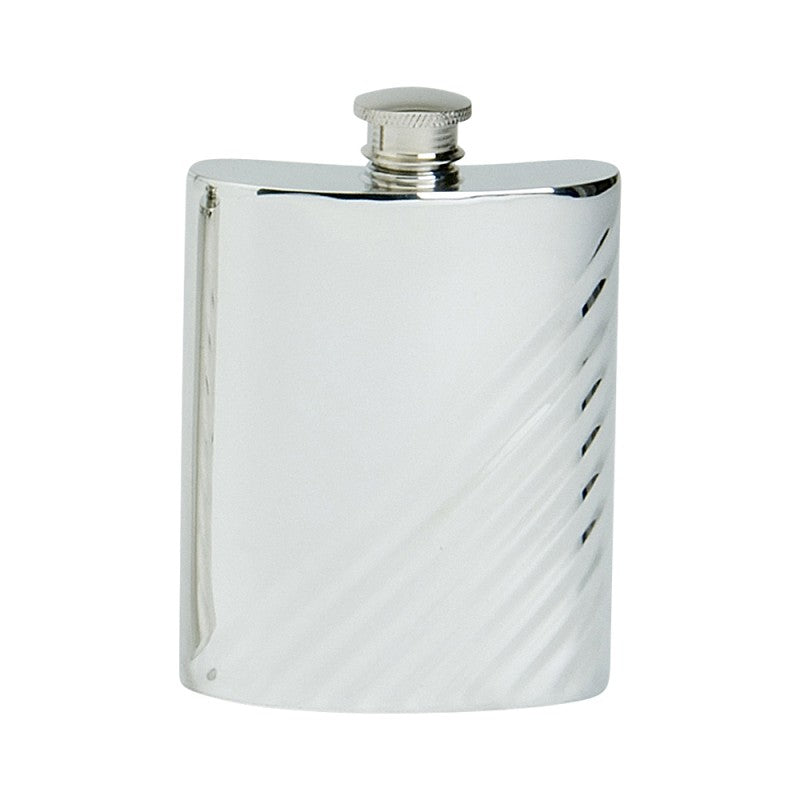 Diagonal flute Pewter hip flask 6oz