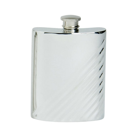 Diagonal flute Pewter hip flask 4oz
