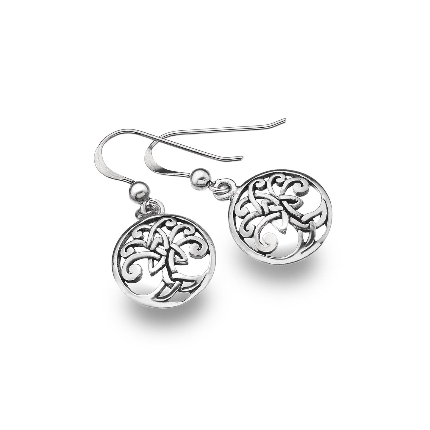 Silver celtic tree of life drop earrings