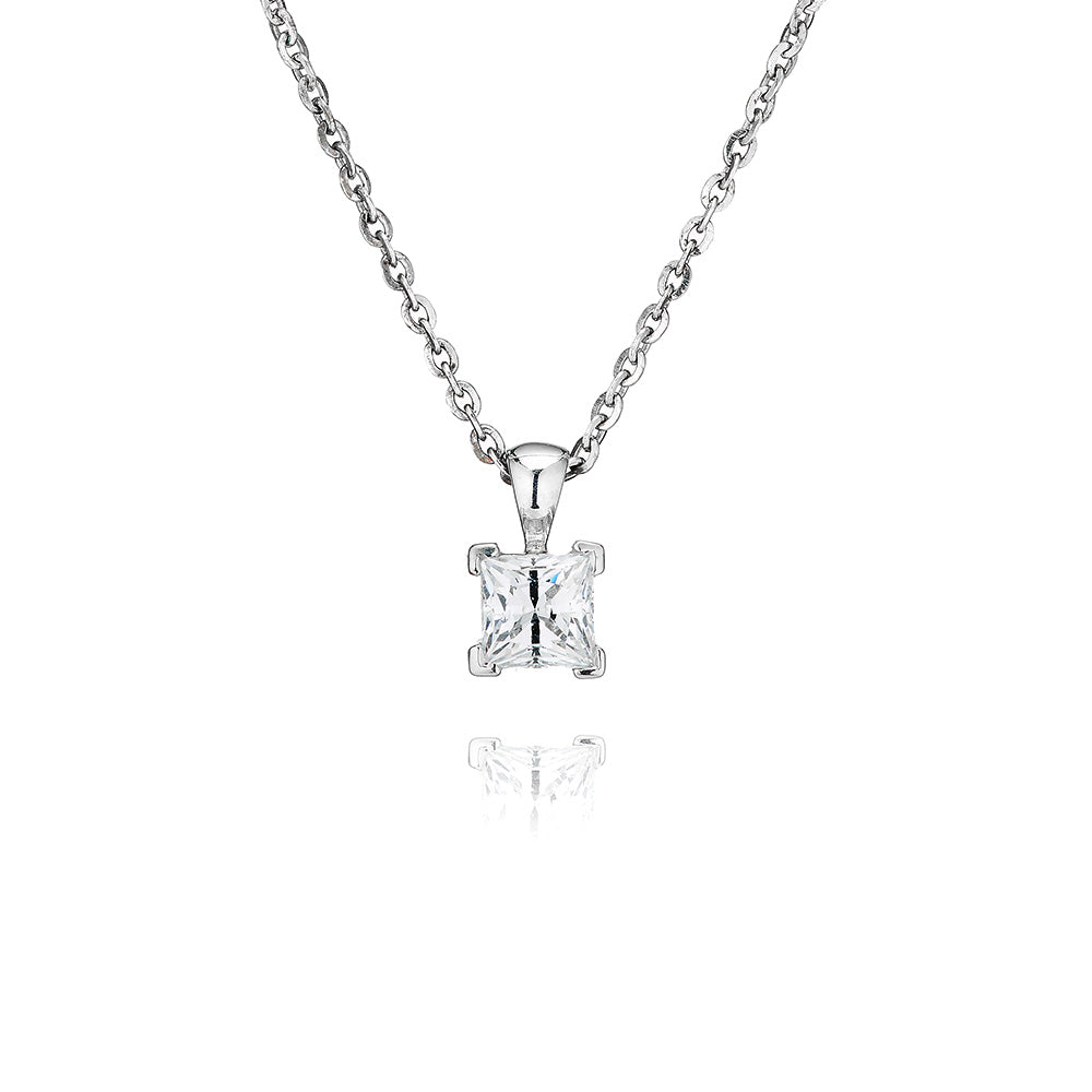 silver and cubic zirconia square pendant 0.90ct