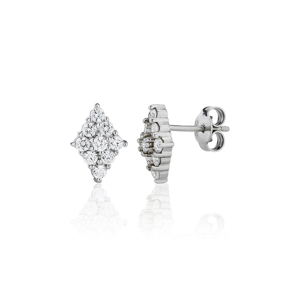 silver and cubic zirconia kite shaped stud earrings 0.80ct