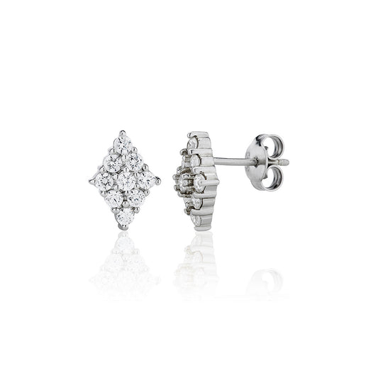 silver and cubic zirconia kite shaped stud earrings 0.80ct
