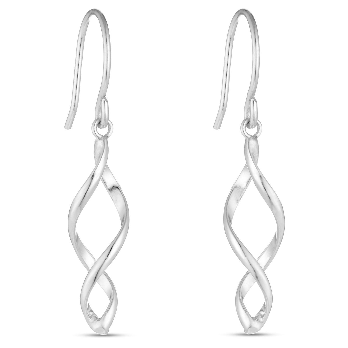 Silver open twist drop earrings