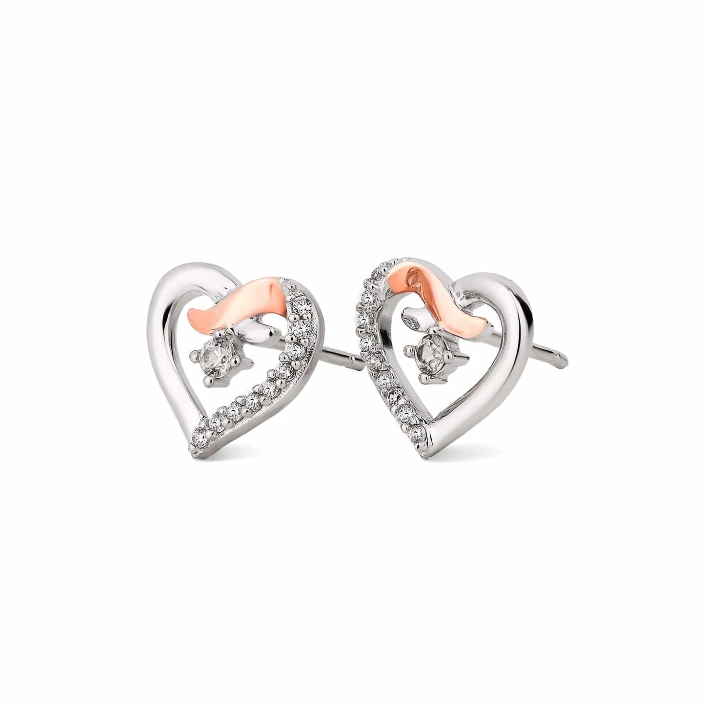 Clogau silver rose gold Kiss earrings