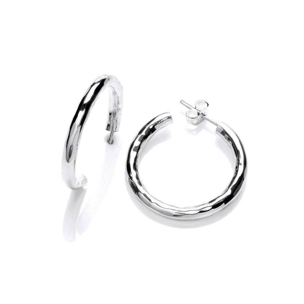 Sterling Silver Small Hammered Hoop Earrings