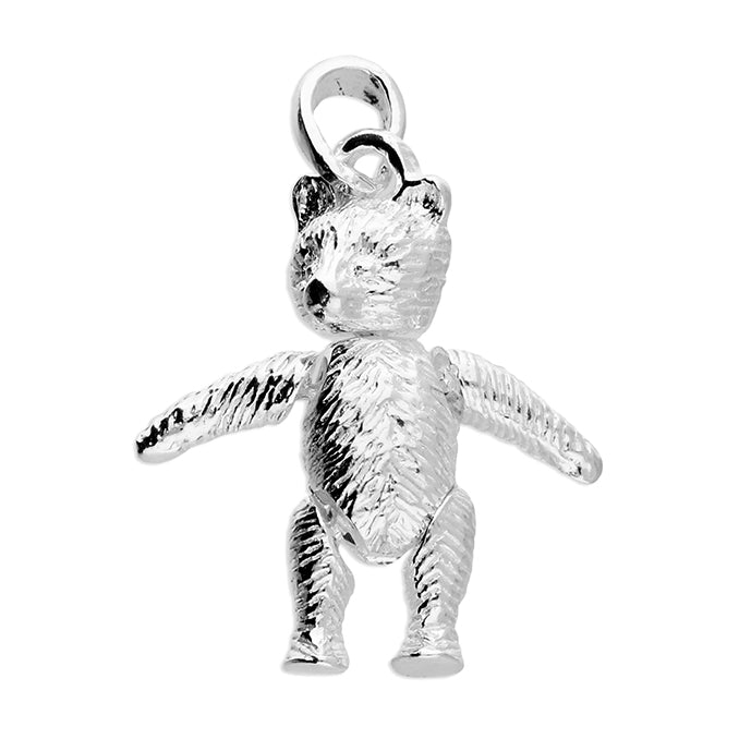 Silver small teddy bear pendant