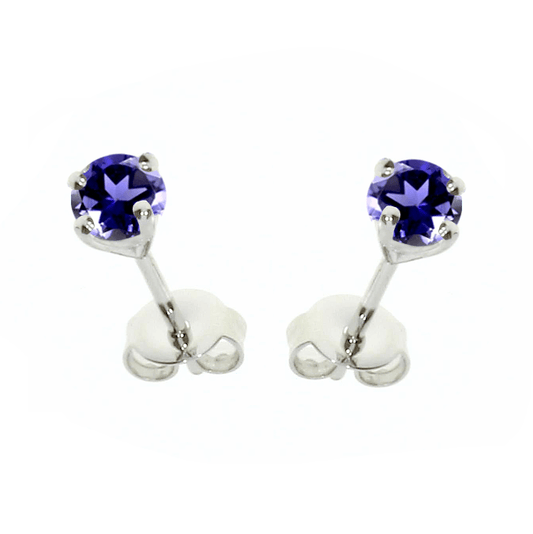 Silver and Iolite stud earrings