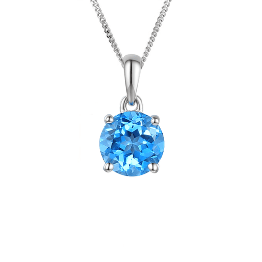 Silver & Blue Topaz round Pendant