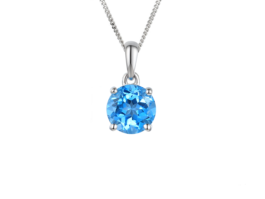 Silver and Blue Topaz round pendant