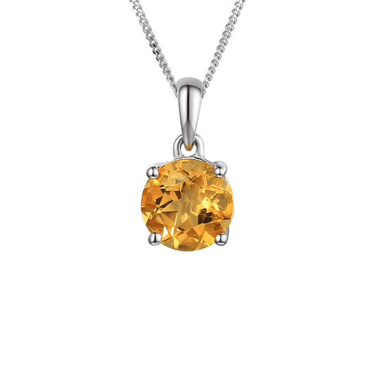 Silver & Citrine round pendant