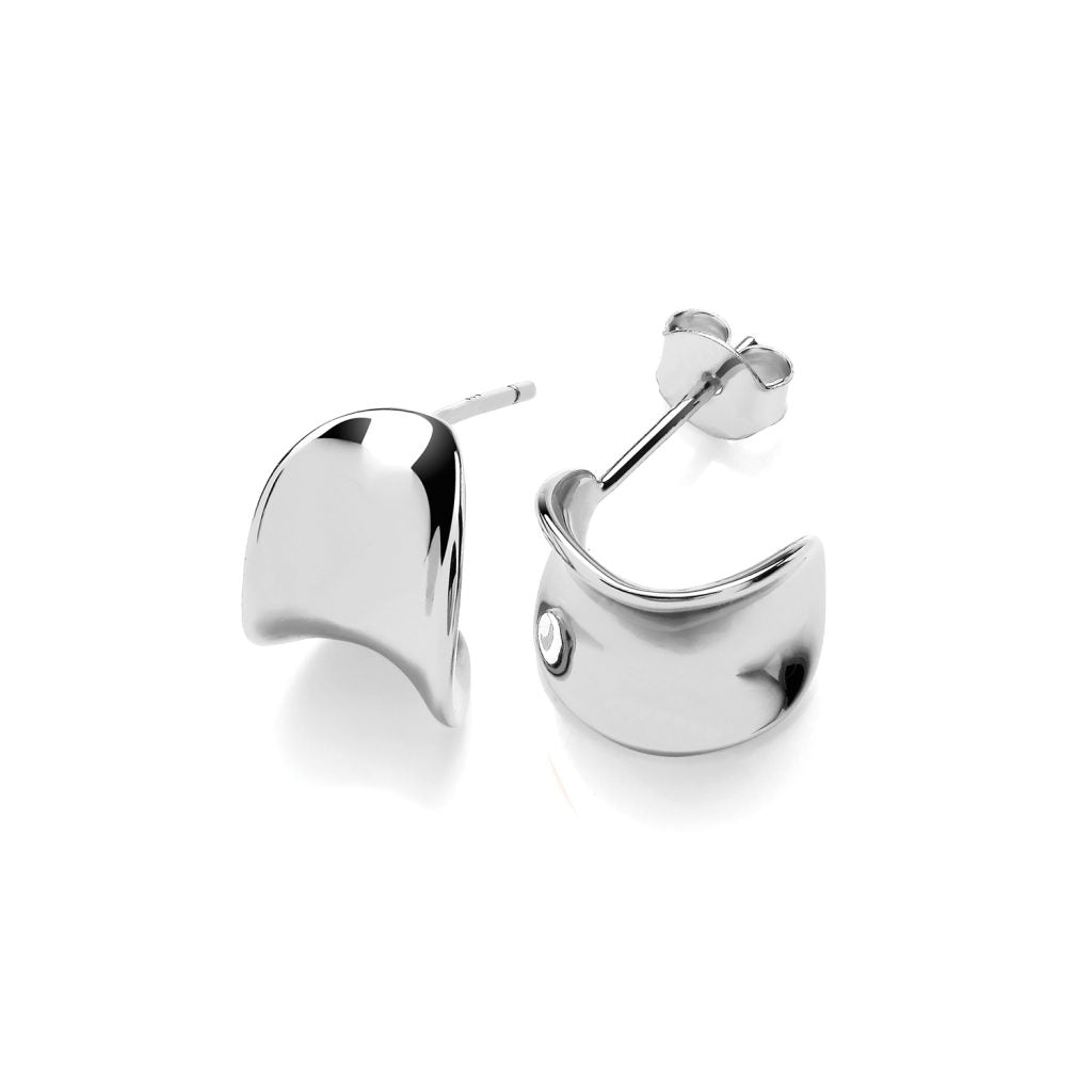 Silver Curvy Hoop Earrings