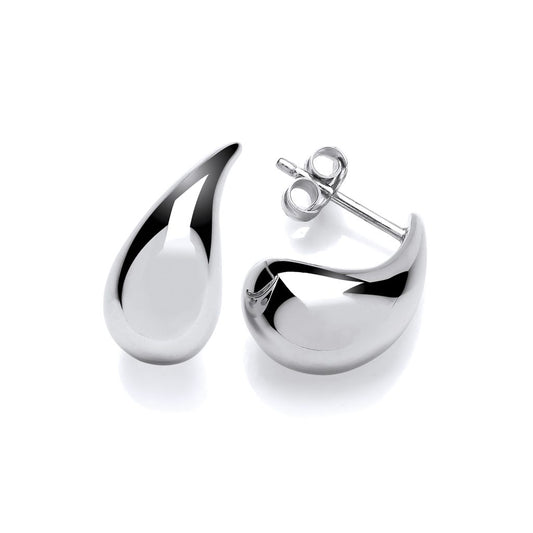 Silver Curvy Teardrop Earrings