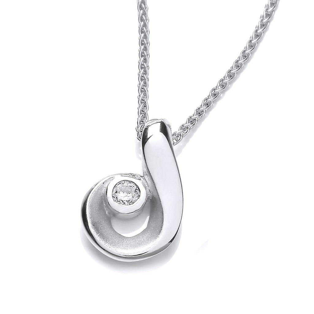 Silver & Cubic Zirconia comma Necklace