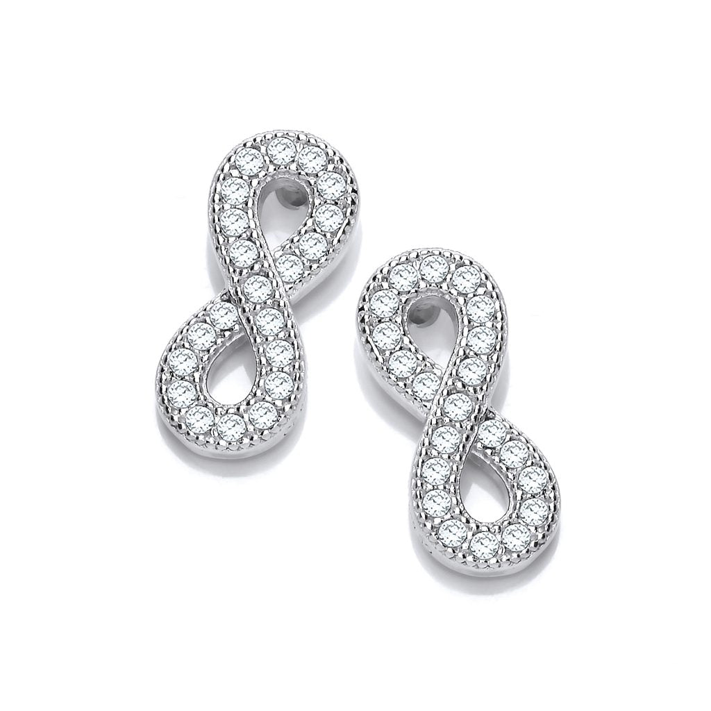 Silver and Cubic Zirconia Infinity Pendant and earrings set