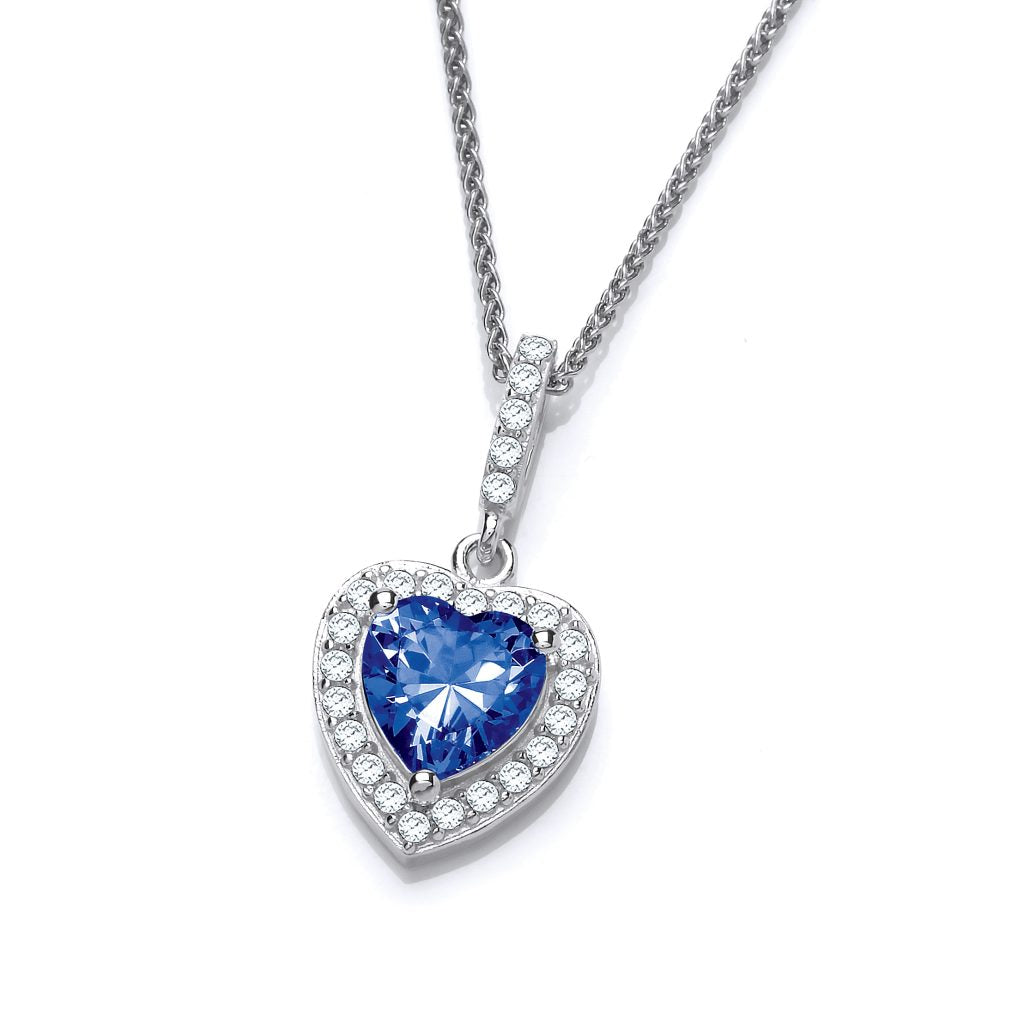 Silver & Cubic Zirconia so cute heart drop Necklace